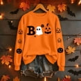 thumbnail image 1 of Aimik Halloween Sweatshirt Women Ghost Pumpkin Letter Print Fall Winter Long Sleeve Crewneck Pullover Top, 1 of 5