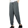 thumbnail image 1 of Aimik Hanes 2024 Clearance Sale Capri Pants for Women Cotton Linen Wide Leg Capris Plus Size Casual Summer Cropped Pants Elastic Waist Baggy Trousers-Dark Gray XXXXXL, 1 of 3