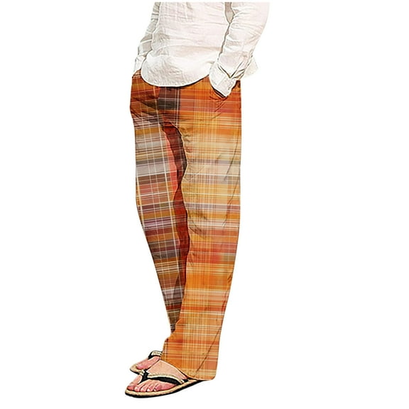 Aimik 2024 Mens Pajama Pants Flannel Cotton Plaid Sleep & Lounge Pants,Pj Bottoms with Pockets and Button Fly-White S