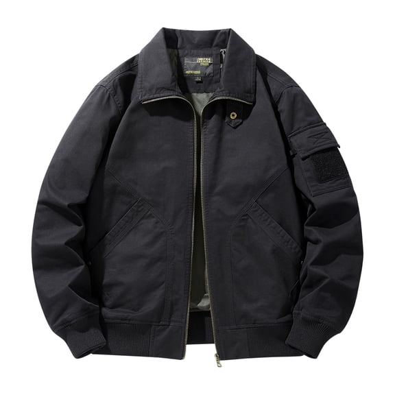 Aimik Hanes 2025 Clearance Sale Men's Jackets-Bomber Jacket Fall Winter Warm Windbreaker Full Zip Casual Padded Coats-Black M