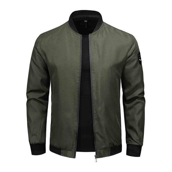 Aimik Hanes 2025 Clearance Sale Mens Lightweight Jackets Casual Stylish Windbreakers for Men Light Track Jacket Laydown Collar Fall Golf Coats-Army Green M