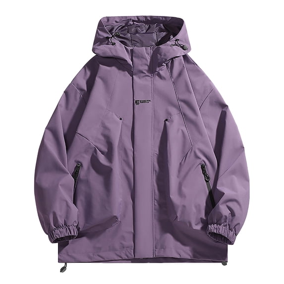 Aimik Hanes 2025 Clearance Sale Packable Rain Jacket for Men Lightweight Windbreaker Raincoat Waterproof Outdoor Hiking Jackets with Hood-Purple XXXL