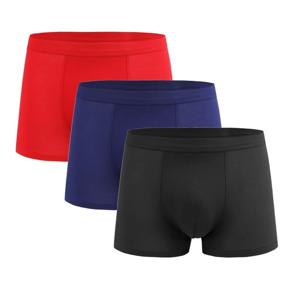 Aimik 3-Pack Men's Boxer Briefs, Solid Color, Medium Stretch Knit Fabric, Comfortable Soft Flat Underwear with High Elasticity and Quick Dry Design for Casual Daily Wear-Multicolor-1 XL