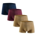 thumbnail image 1 of Aimik 4Pc Men's Ice Silk Cool Soft Comfy Seamless Boxers Briefs Underwear, Breathable Comfy Boxer Trunks, Men's Casual Plain Color Underwear-Coffee XXXL, 1 of 2