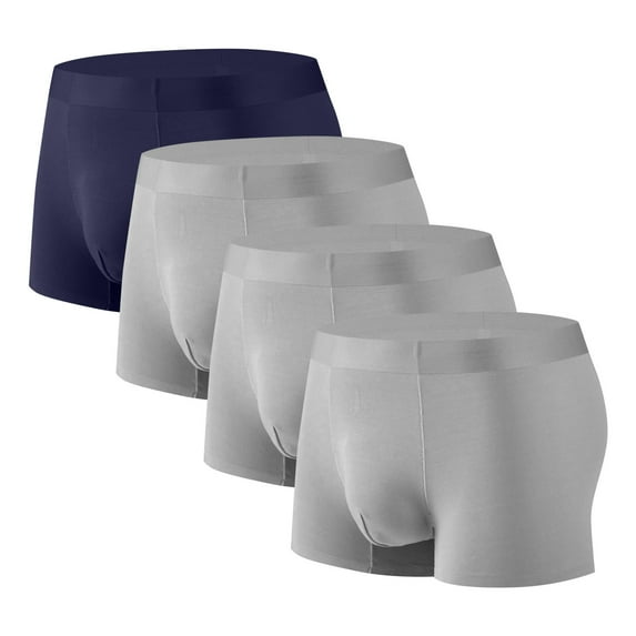 Aimik Hanes 4Pc Mens Underwear Mens Bamboo Viscose Boxer Briefs for Men Pack No Open Fly Mens Trunks Underwear-Gray XXL