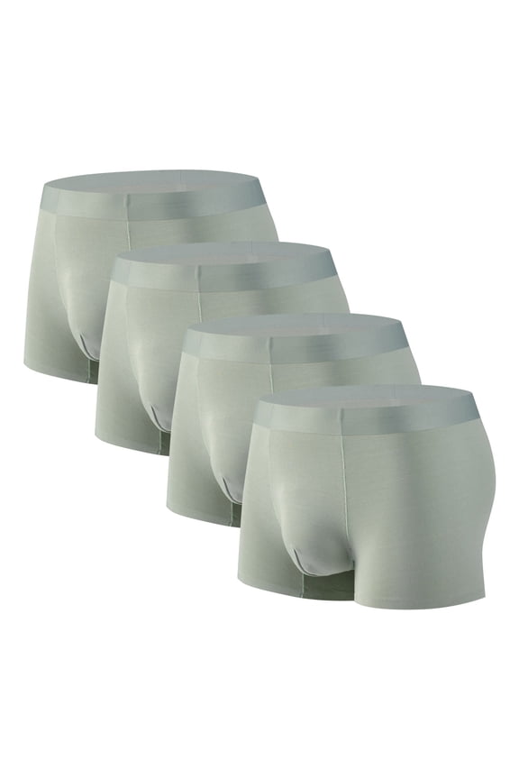 Hanes 4Pc Mens Underwear Mens Bamboo Viscose Boxer Briefs for Men Pack No Open Fly Mens Trunks Underwear-Green XXXXL