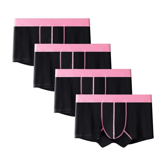 Aimik Hanes 4Pcs Men's Cotton Boxer Briefs - Breathable, Comfortable, Soft, Elastic, Solid Color Sports Underwear with Enlarged Pouch, Boxer Shorts-Black XL