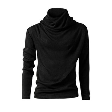 Aimik Hanes Up to 65% off Clearance Men's Turtleneck Sweater Slim Fit Turtle Neck Sweater for Men Long Sleeve Pullover Sweater Thermal Sweater Cyber and Monday Deals-Black L