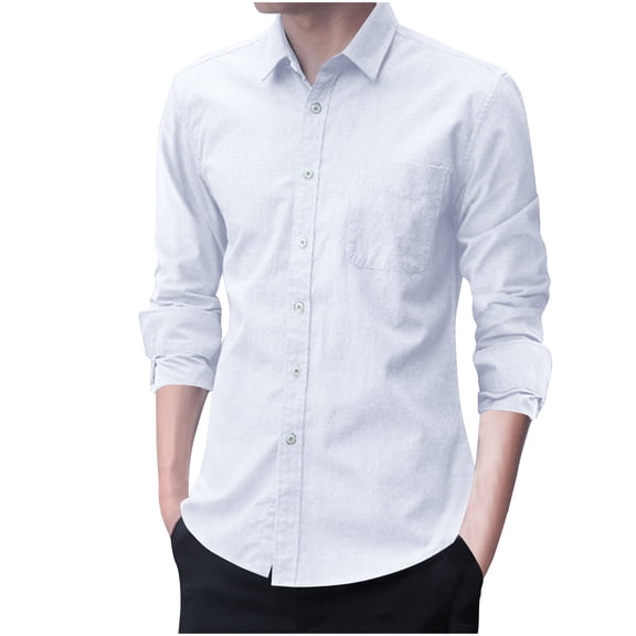 Aimik Up to 65% off Oxford Shirts for Men Long Sleeve Mens Dress Shirts Casual Button Down Shirts with Front Pocket Amercian Regular Fit-White XXL
