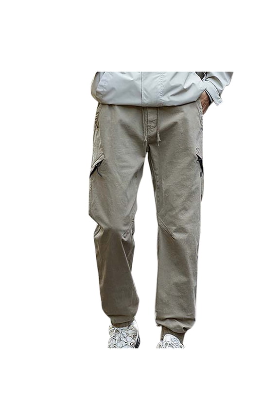 Hanes Men's Thin Straight Pants Outdoor Casual Cargo Pants Lightweight Utility Multiple Pockets Workout Athletic Pants-Khaki XXL