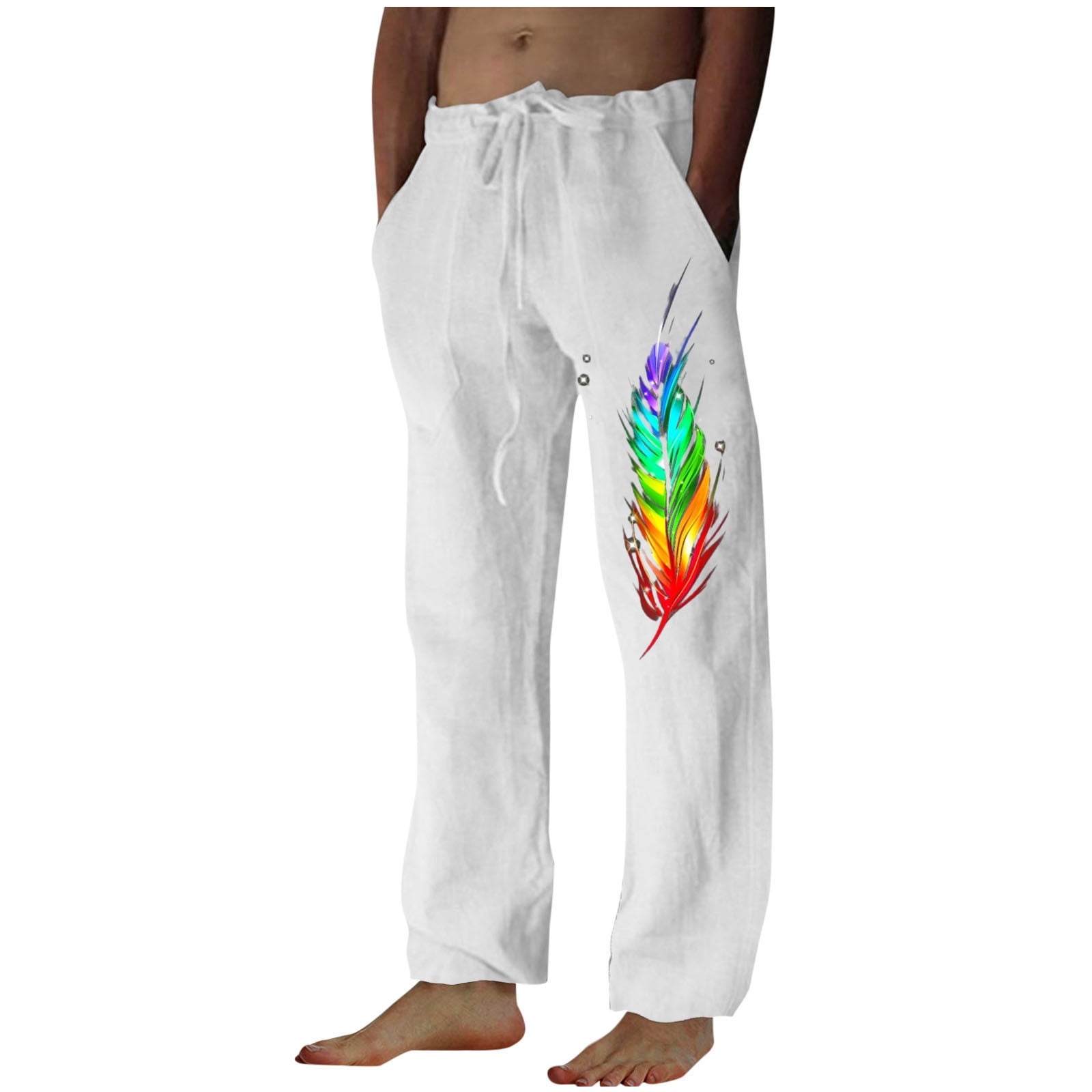 Aimik Hanes Black and Friday Deals Mens Casual Linen Pants Loose Fit