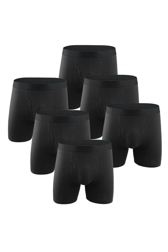 Hanes Boxer Briefs for Men Pack Of 6,Cotton Moisture Wicking Underwear Soft and Breathable Stretch Boxers Underwear-Black S