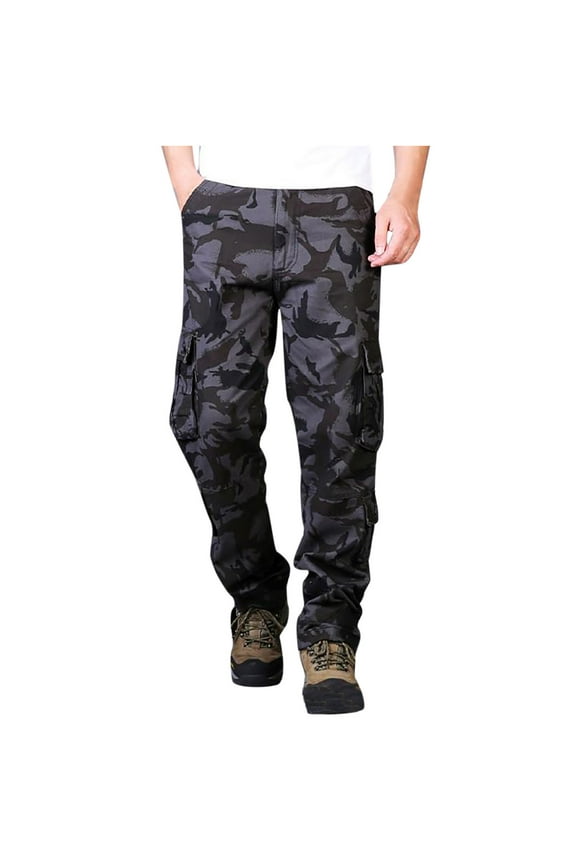 Hanes Cargo Pants for Men Big and Tall Men's Bdu Casual Military Pants, Tactical Wild Army Combat Acu Rip Stop Camo Cargo Work Pants Trousers with Pockets Black XXXL