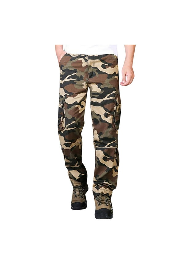 Hanes Cargo Pants for Men Big and Tall Men's Bdu Casual Military Pants, Tactical Wild Army Combat Acu Rip Stop Camo Cargo Work Pants Trousers with Pockets Khaki M