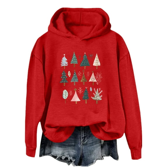 Aimik Hanes Christmas Shirts for Women Women Graphic Sweatshirt White Sweatshirt Women Plus Size Sweatshirts for Women-Red XXL