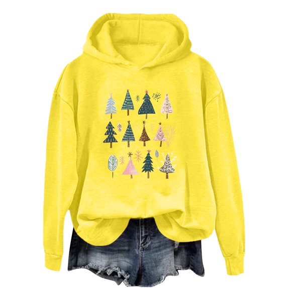 Aimik Hanes Christmas Shirts for Women Women Graphic Sweatshirt White Sweatshirt Women Plus Size Sweatshirts for Women-Yellow S