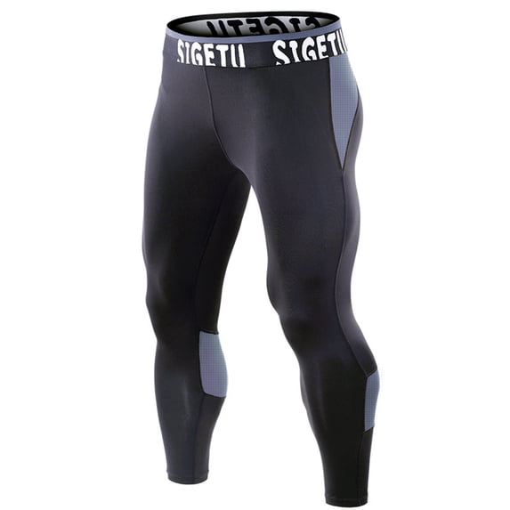 Aimik Hanes Compression Pants for Men 3/4 Capri Leggings Dry Fit Workout Running Athletic Gym Tights Bottom with Pockets Gray XL