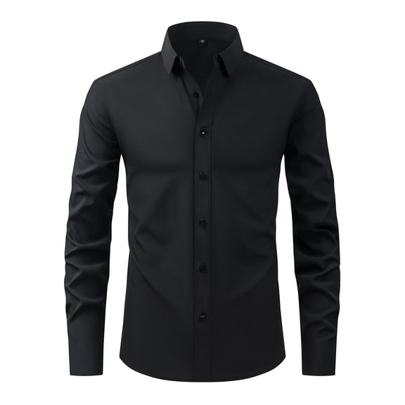 Aimik Hanes Dress Shirt for Mens Long Sleeve Casual Button Down Shirts Wrinkle-Free Button Up Shirt Up to 65% off Clearance-Black XXXL