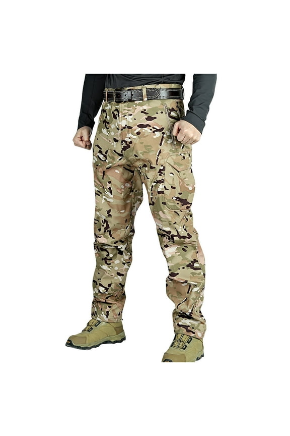 Hanes Flex Camo Cargo Pants for Men,Outdoor Mountain Waterproof Windproof Fleece Ski Snow Pants Hiking Trousers,Tactical Waterproof Pants,Tactical Pants for Men Khaki XXXL