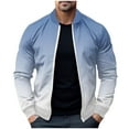 thumbnail image 1 of Aimik Hanes Gradient Zip Long Sleeve Bomber Jacket for Men Casual Fashion Lightweight Stretch Hoodless Softshell Coat Outwear-Blue XL, 1 of 5