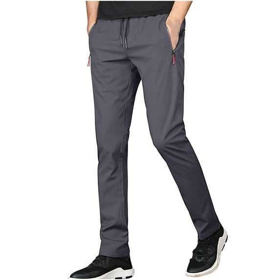 Aimik Hanes Hiking Pants for Men Lightweight Athletic Pants Quick Dry with Zipper Pockets Running Track Workout Pants-Gray XXXXXL