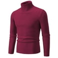 thumbnail image 1 of Aimik Men Casual Turtleneck Sweater Thermal Compression Shirts Mock Turtleneck Long Sleeve Undershirt Fleece Lined Athletic Workout Base Layers-Wine L, 1 of 2