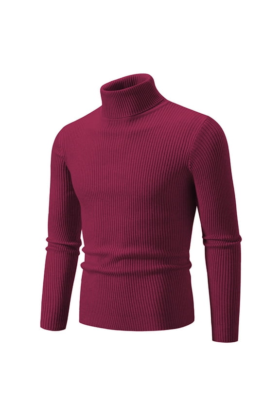 Hanes Men Casual Turtleneck Sweater Thermal Compression Shirts Mock Turtleneck Long Sleeve Undershirt Fleece Lined Athletic Workout Base Layers-Wine M