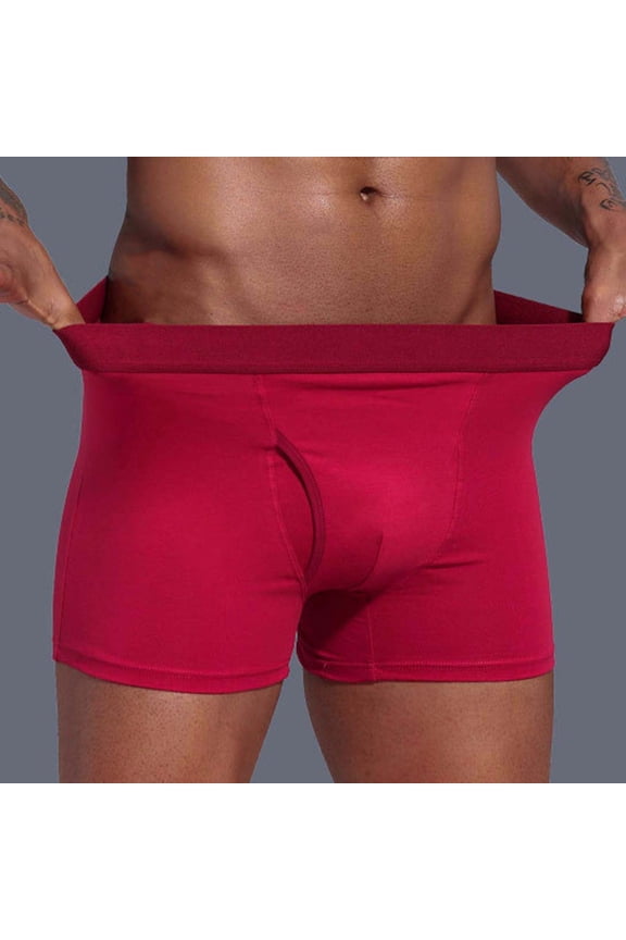 Men's Boxer Briefs Soft Stretch Cotton Underwear Breathable Comfort Mens Trunks with Wide Elastic Waistband