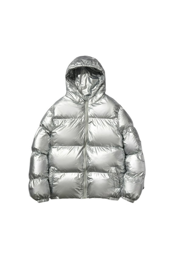 Hanes Men's Big and Tall Winter Puffer Jacket Waterproof Bubble Coat Puffy Ski Parka with Hood Up to 65% off Clearance-Silver XXXXL