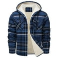 thumbnail image 1 of Aimik Men's Button Down Plaid Hoodies Heavyweight Flannel Lined Fleece Warm Sherpa Sweatshirts Soft Jacket for Men-Navy M, 1 of 5