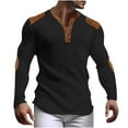 thumbnail image 1 of Aimik Hanes Men's Casual Henley Shirts Classic Button Cotton Long Sleeve T-Shirt Autumn and Winter Basic Solid Lightweight Tees Tops Black L, 1 of 5