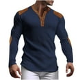 thumbnail image 1 of Aimik Hanes Men's Casual Henley Shirts Classic Button Cotton Long Sleeve T-Shirt Autumn and Winter Basic Solid Lightweight Tees Tops Navy L, 1 of 5