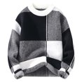 thumbnail image 1 of Aimik Hanes Men's Casual Turtleneck Sweaters Slim Fit Twisted Knitted Long Sleeve Thermal Pullover Color-Matching Sweater-Black XXL, 1 of 5