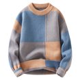 thumbnail image 1 of Aimik Hanes Men's Casual Turtleneck Sweaters Slim Fit Twisted Knitted Long Sleeve Thermal Pullover Color-Matching Sweater-Blue XL, 1 of 2