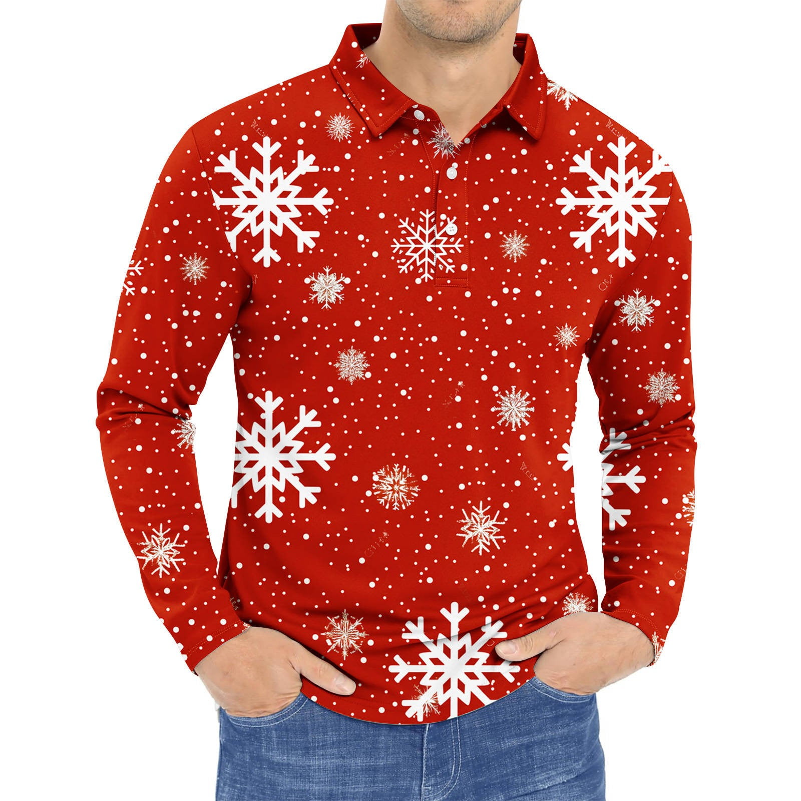 Aimik Men's Christmas Shirt Long Sleeve Crewneck Ugly 3D Xmas Tree ...