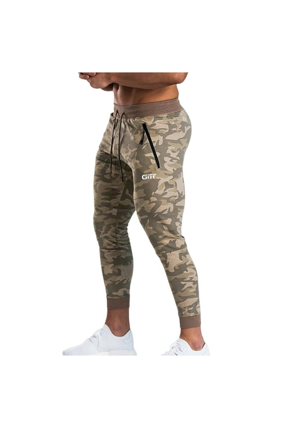 Men's Compression Pants Leggings Tights with Pockets Cool Dry Sports Baselayer Athletic Tights for Basketball Running-Camouflage L