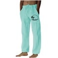 thumbnail image 1 of Aimik Hanes Men's Cotton Linen Pants Casual Elastic Waist Drawstring Pants Straight Leg Yoga Pants Lightweight Summer Beach Pants-Mint Green XXL, 1 of 4