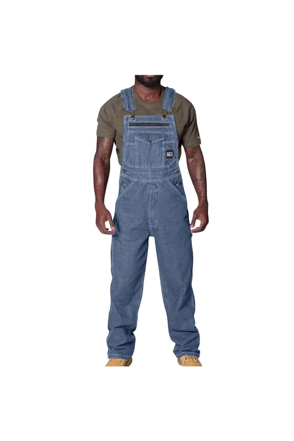 Hanes Men's Denim Bib Overalls Jeans Big and Tall Fashion Boot Cut Trousers Casual Slim Fit Adjustable Straps Jumpsuit Light Blue XXXXXL
