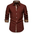 thumbnail image 1 of Aimik Hanes Men's Dress Shirt Long Sleeve Casual Button Down Shirts Regular Fit Inner Contrast Shirt for Business Party-Red XXL, 1 of 4