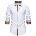 thumbnail image 1 of Aimik Hanes Men's Dress Shirt Long Sleeve Casual Button Down Shirts Regular Fit Inner Contrast Shirt for Business Party-White S, 1 of 6