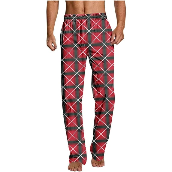 Aimik Hanes Men's Flannel Pajama Pants Christmas Gnome Snowflakes Sleep Lounge Pj Bottoms Sweatpants-Multicolor S