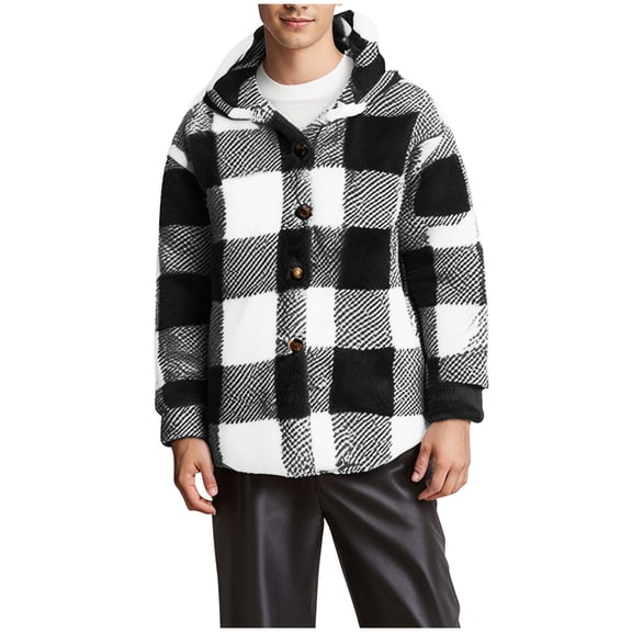 Aimik Hanes Men's Fleece Hooded Jacket Winter Fashion Warm Coat Plus Size Fuzzy Full Zip Jackets Comfort Sweatshirt Casual Jacket-Black XL