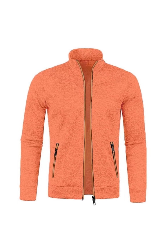 Hanes Men's Fleece Jackets Full Zip Lightweight Jacket Casual Soft Warm Coats with Pockets-Orange XXL