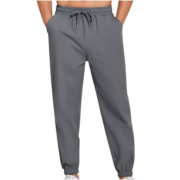 Aimik Hanes Men's Jogger Sweatpants Comfort Soft Athletic Pants with Zipper Pockets In Loose-Fit Style-Gray L