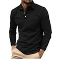 thumbnail image 1 of Aimik Hanes Men's Long Sleeve Polo Shirts 3 Buttons Collared Shirt Quick Dry Performance Golf Polo Tee Shirt Black XXXL, 1 of 5