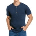thumbnail image 1 of Aimik Men's Moisture Wicking Pima Cotton Henley Shirts Loose Fit Short Sleeve Athletic T-Shirts Workout Tees-Dark Blue L, 1 of 6