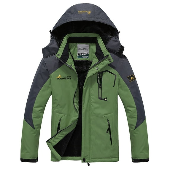Aimik Hanes Men's Mountain Waterproof Ski Jacket Windproof Rain Jacket Winter Warm Hooded Coat-Green L