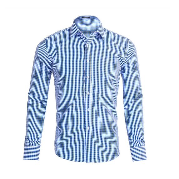 Aimik Men's Plaid Dress Shirt Casual Long Sleeve Collared Button Down Shirts Stripe Cotton Blend-Light Blue M