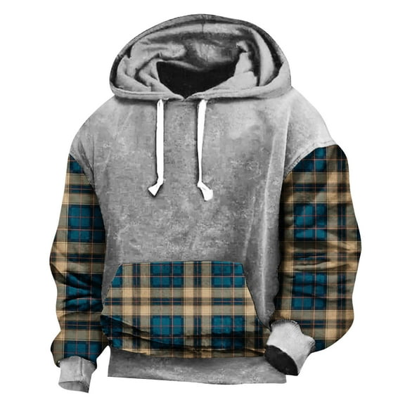 Aimik Hanes Men's Pullover Hoodie Thick Sherpa Lined Kangaroo Pocket Winter Windproof Warm Fleece Hoodie Athletic Sweatshirts-Blue XL