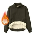 thumbnail image 1 of Aimik Hanes Men's Quarter Zip Sweatshirt Sherpa Lined Fleece Zipper Pullover Heavyweight Winter Warm Cotton Sweater-Army Green S, 1 of 6